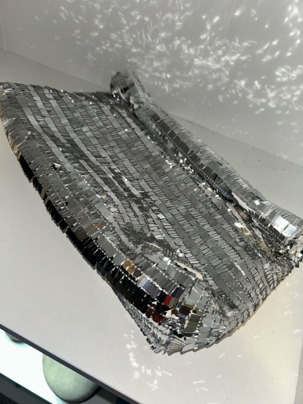Silver Sequin Evening Clutch - Women's Bag